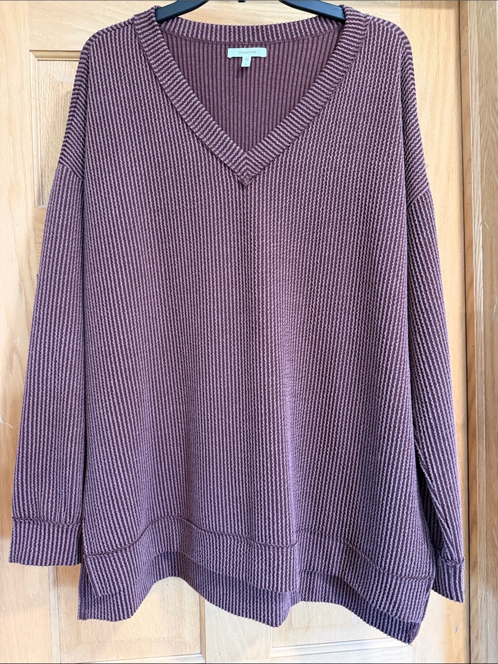 Maurices Ribbed V-Neck Sweater - Dusty Mauve